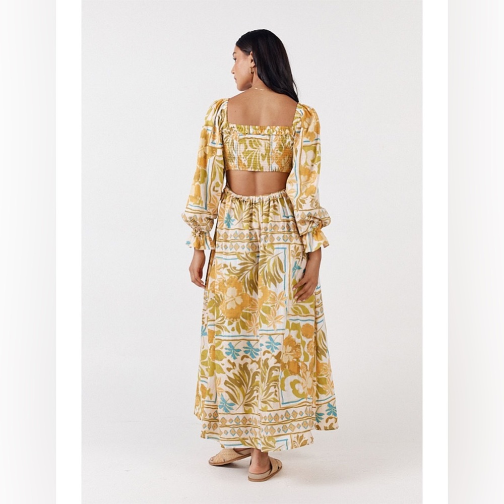 GIRL AND THE SUN TALA  PARADISE Hawaiian Cotton Cut out MAXI DRESS‎ Resort Small